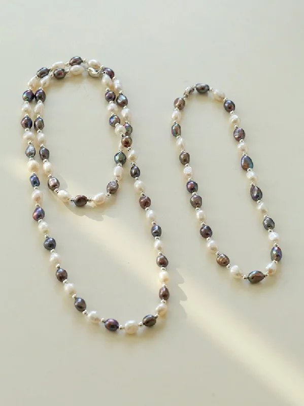 Ladies opal necklace-Baroque Mixed Color Pearl Necklace