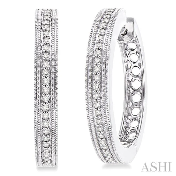 Ladies infinity earrings-1/4 Ctw Single Cut Diamond Hoop Earrings in Sterling Silver