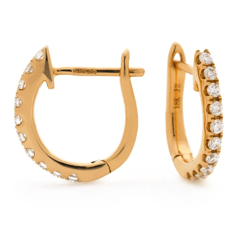 Ladies minimalist earrings-DIAMOND HOOP EARRINGS IN 18K ROSE GOLD