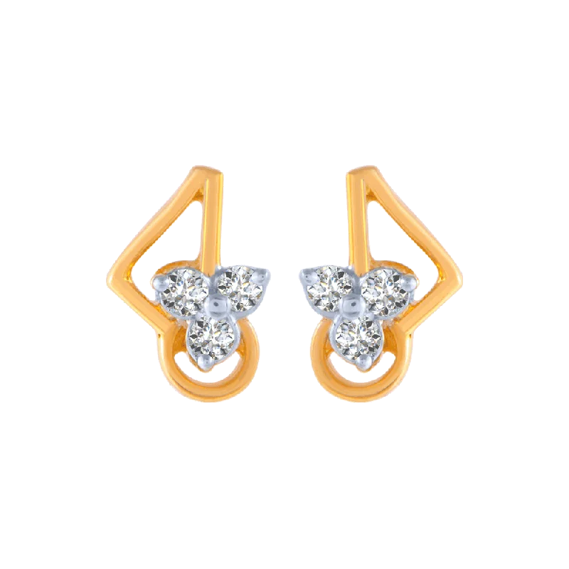 Ladies personalized earrings-18KT (750) Yellow Gold And Solitaire Stud Earrings For Women