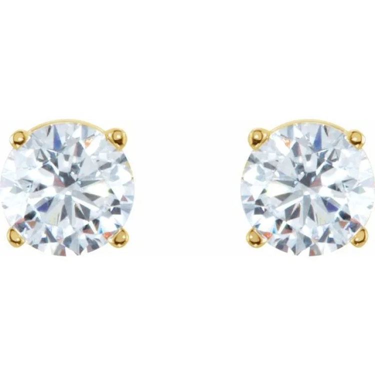 Ladies stud earrings with gemstones-14K Yellow 2 CTW Natural Diamond Stud Earrings