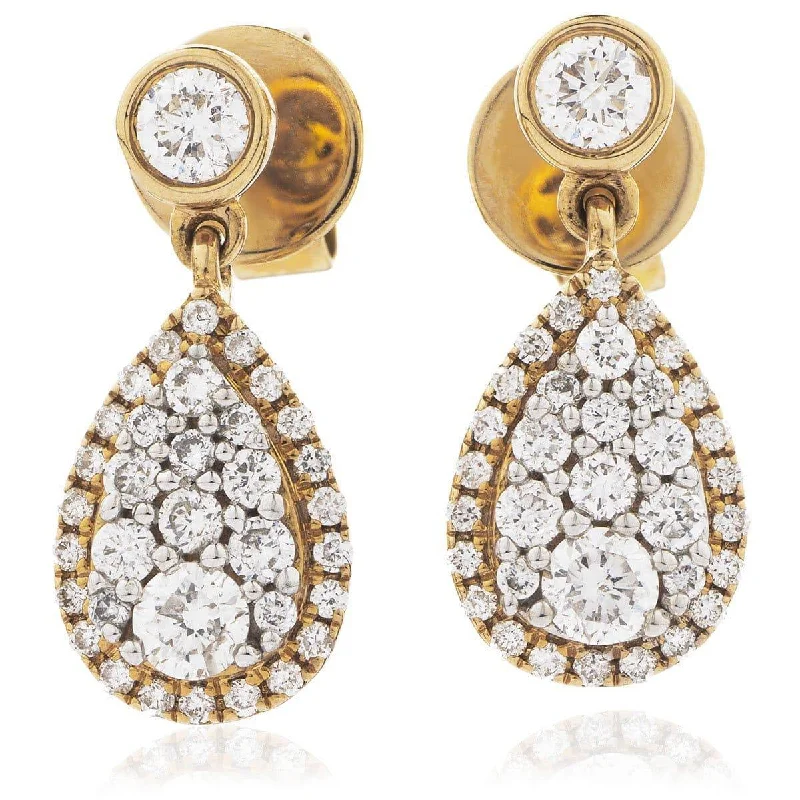 Ladies crystal earrings-DIAMOND DROP EARRINGS IN 18K ROSE GOLD