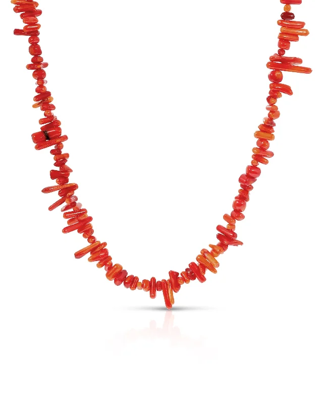 Ladies heart-shaped necklace-Red Coral Necklace