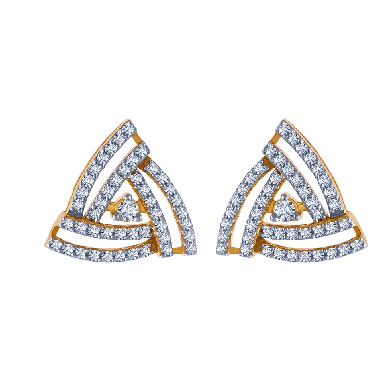 Ladies personalized stud earrings-18k Triangle Shaped Diamond Stud Earrings