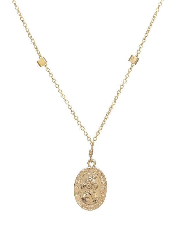 Ladies gold necklace-San Cris Oval Necklace