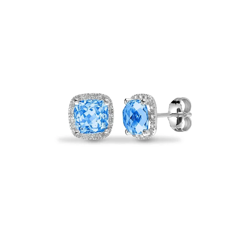 Ladies ruby earrings-BLUE TOPAZ DROP EARRINGS IN 9K WHITE GOLD