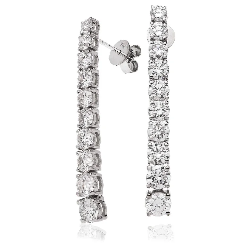 Ladies diamond drop earrings-DIAMOND DROP EARRINGS IN 18K WHITE