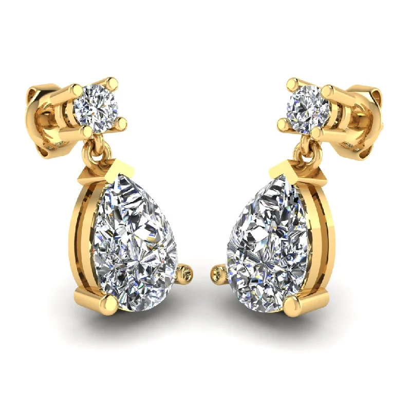 Ladies delicate earrings-Pear Shape Natural Diamond Drop Earrings EDPSD