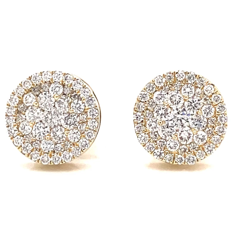 Ladies big hoop earrings-14k Gold and 1 CTW Diamond Circle Earrings