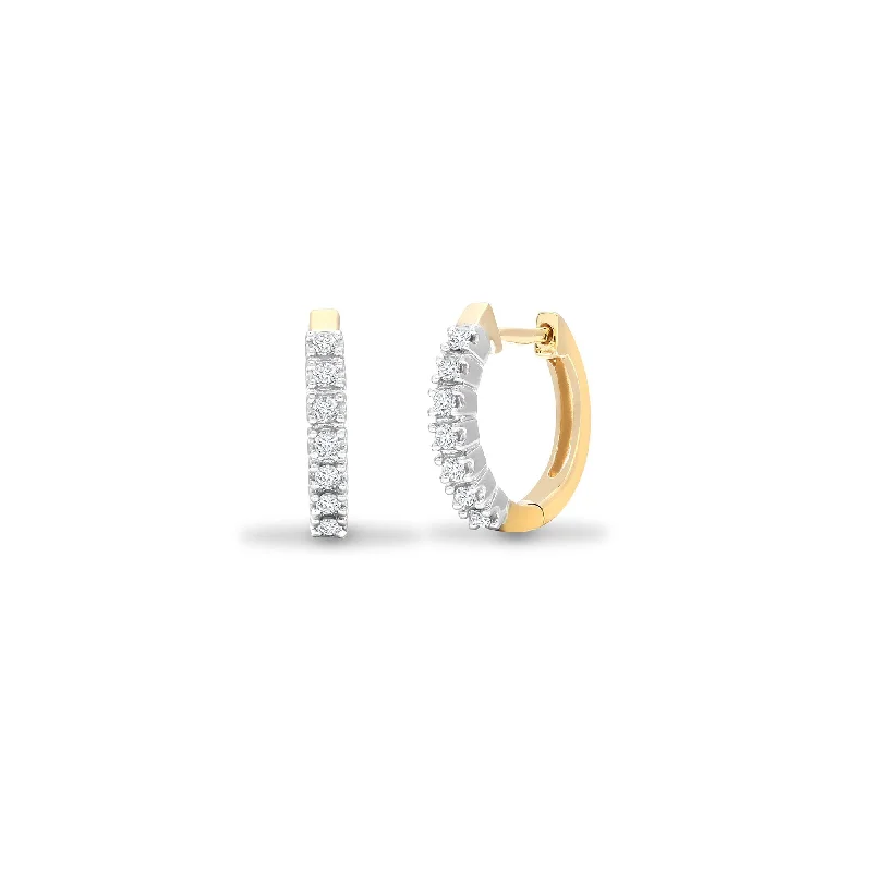 Ladies bold earrings-DIAMOND HUGGIE HOOP EARRINGS IN 9K YELLOW GOLD