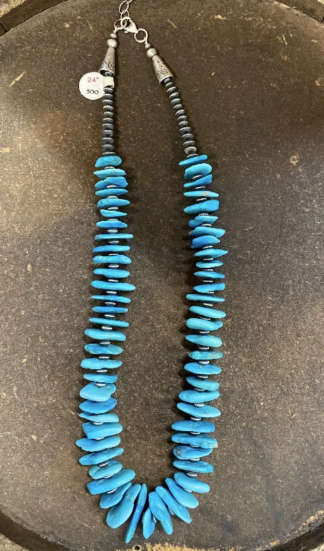 Ladies silver necklace-Kingman Turquoise (Arizona) Necklace