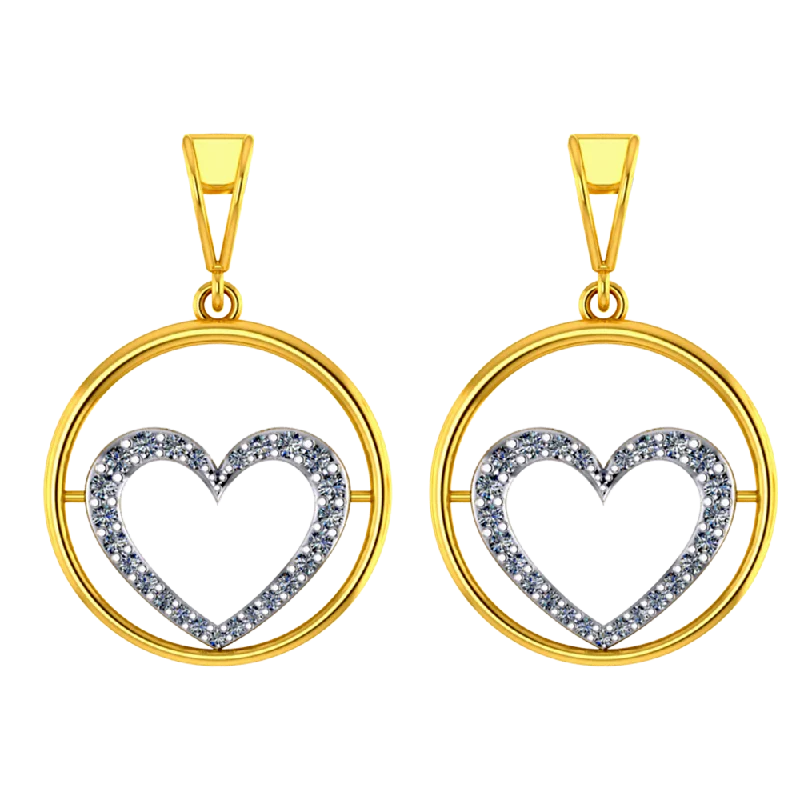 Ladies gemstone stud earrings-Beautiful 18k Diamond Circular Earrings With A Heart Shape Design In It