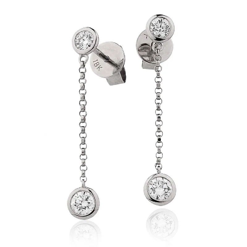 Ladies tear-drop earrings-DIAMOND DROP EARRING IN 18K WHITE GOLD