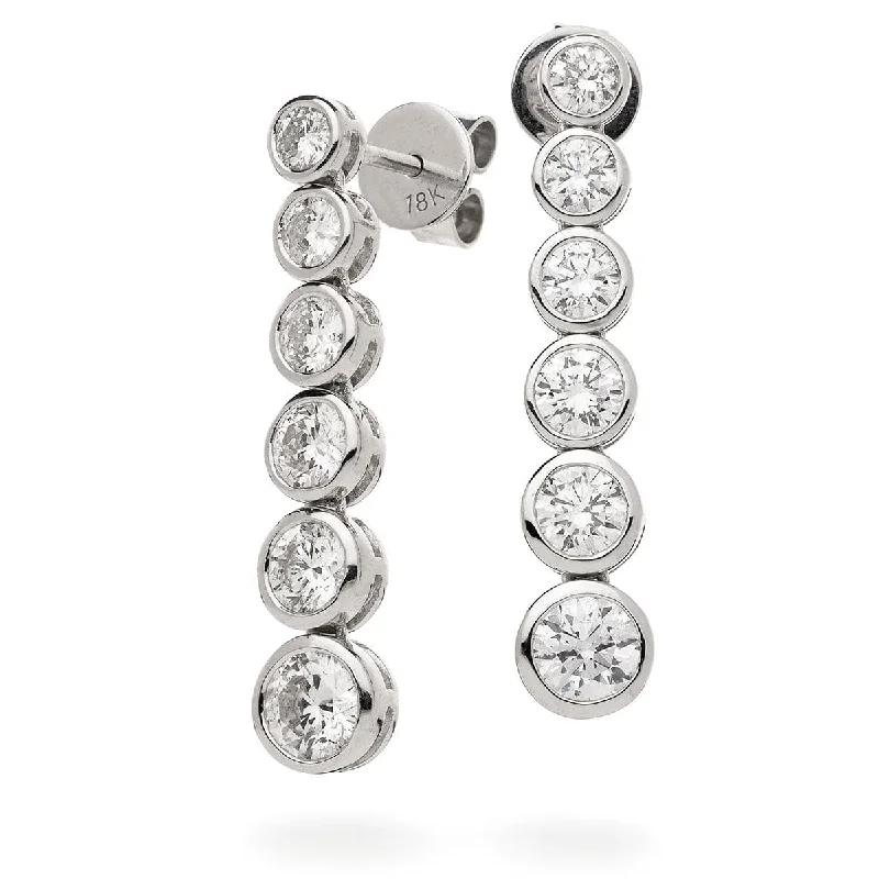 Ladies pearl drop earrings-DIAMOND RUB OVER SETTING DROP EARRING IN 18K WHITE GOLD