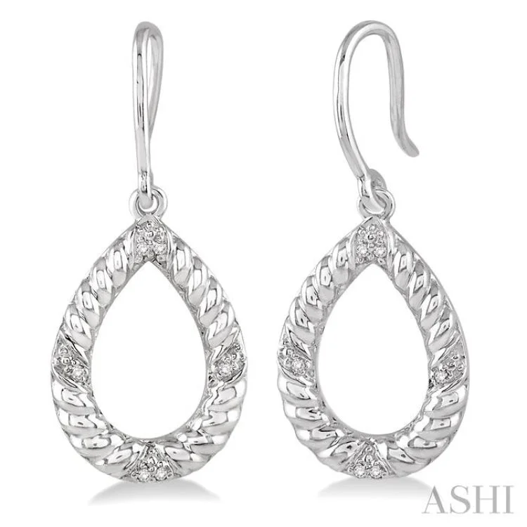 Ladies simple hoop earrings-1/20 Ctw Round Cut Diamond Earrings in Sterling Silver