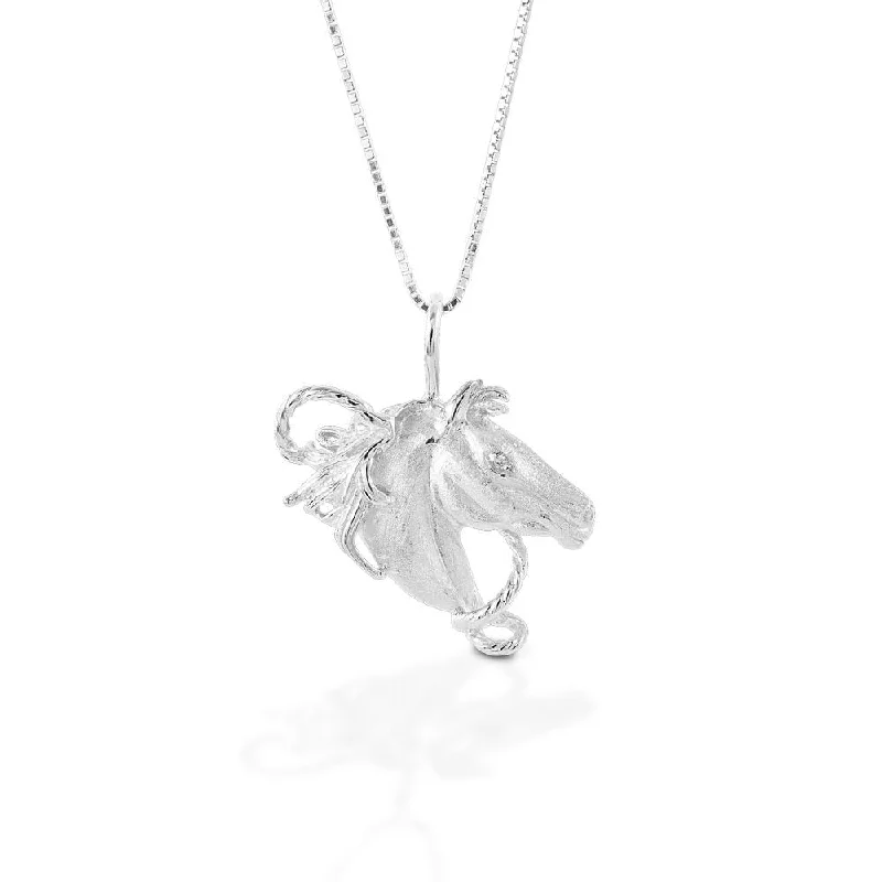 Ladies elegant diamond necklace-Kelly Herd Horsehead Necklace - Sterling Silver