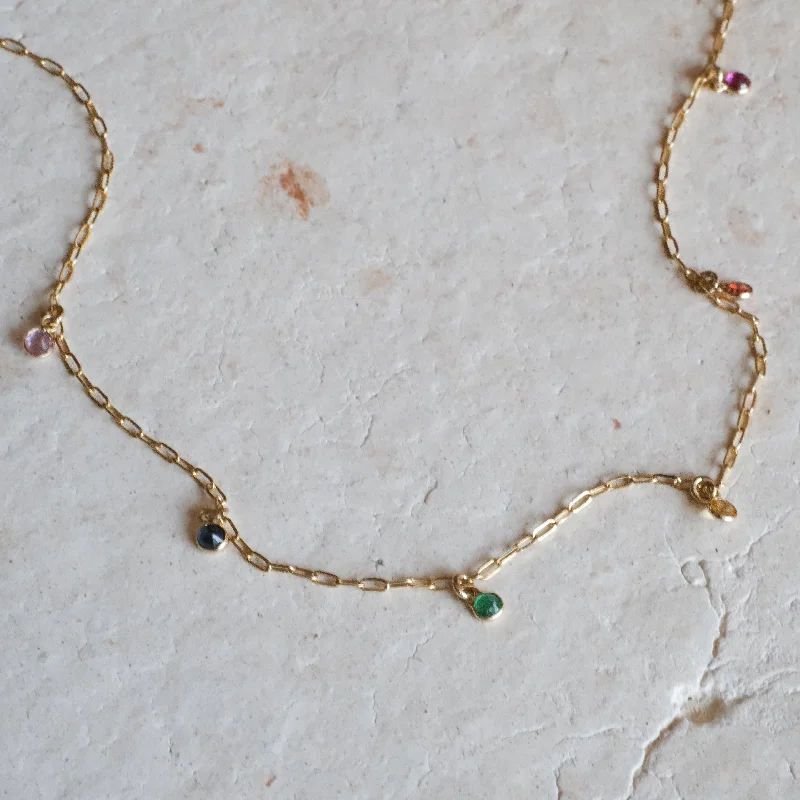 Ladies simple gold necklace-Mini Paperclip Rainbow Shaker Necklace | OOAK