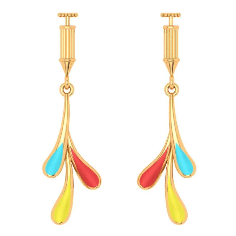 Ladies chic stud earrings-Colourful 18k Gold Drop Earrings