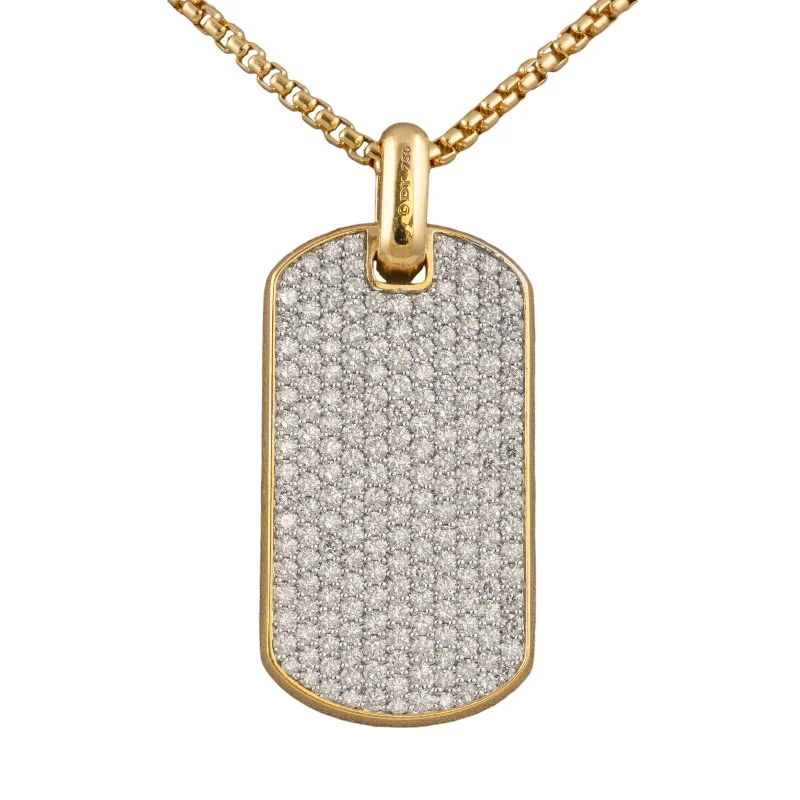 Ladies silver pendant necklace-David Yurman 18k Yellow Gold Diamond Chevron Tag 42mm 5.66ctw 24" Chain $24,450