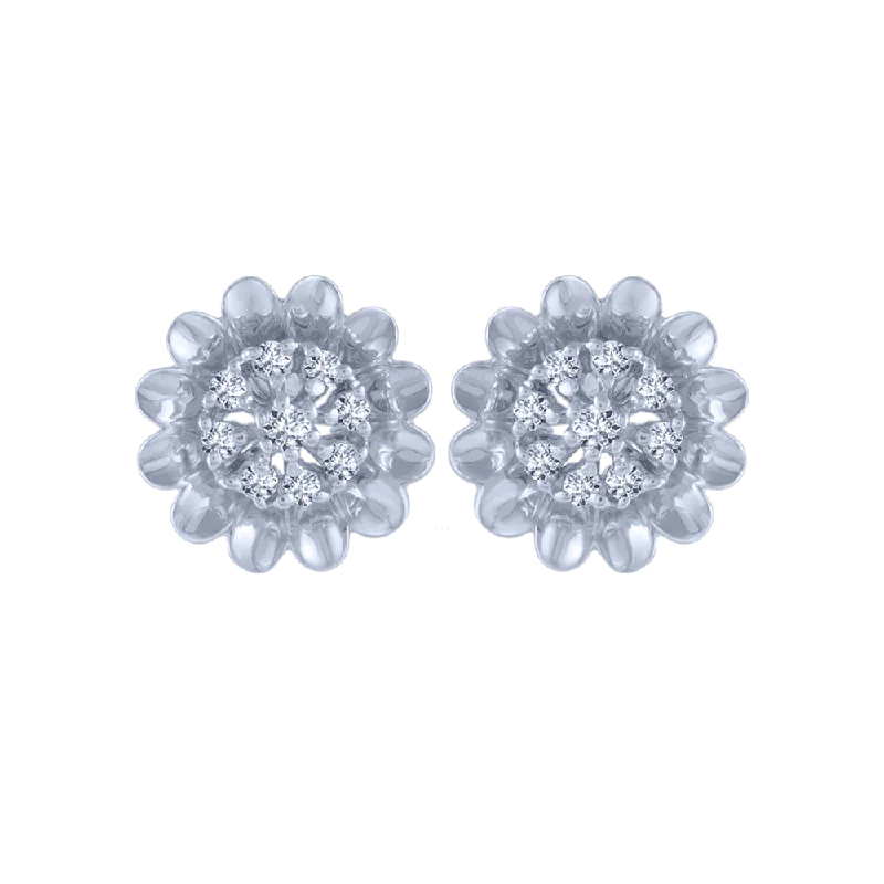 Ladies sapphire earrings-18KT (750) White Gold And Diamond Stud Earrings For Women