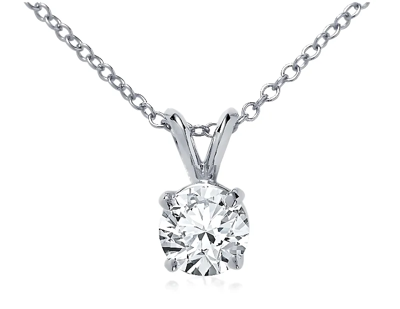 Ladies custom necklace-Round Diamond Solitaire Pendant