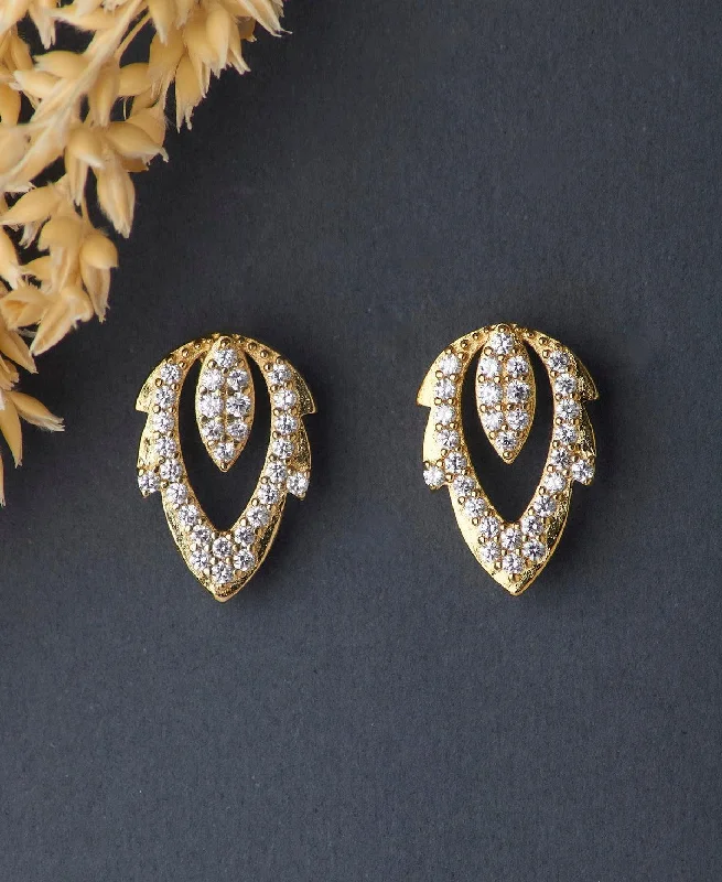 Ladies gold earrings-Trendy Stone Studded Silver Earring