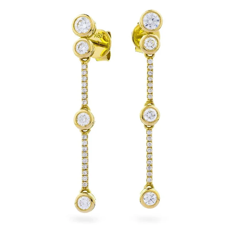 Ladies birthstone drop earrings-DIAMOND DROP EARRING IN 18K YELLOW GOLD