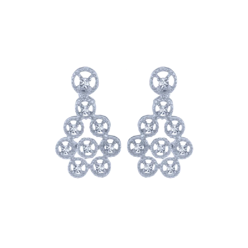 Ladies hoop earrings with diamonds-18KT (750) White Gold And Diamond Stud Earrings For Women