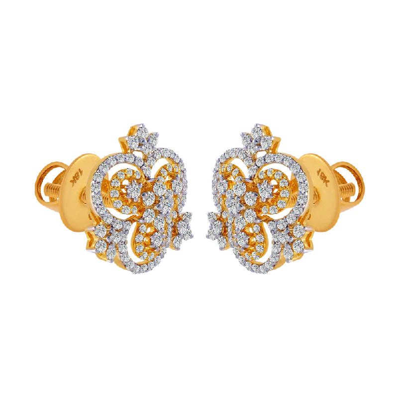 Ladies luxury pearl earrings-18KT (750) Yellow Gold And Diamond Clip-on Earrings For Women