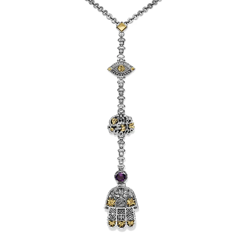 Ladies platinum necklace-Kaf Lariat Necklace