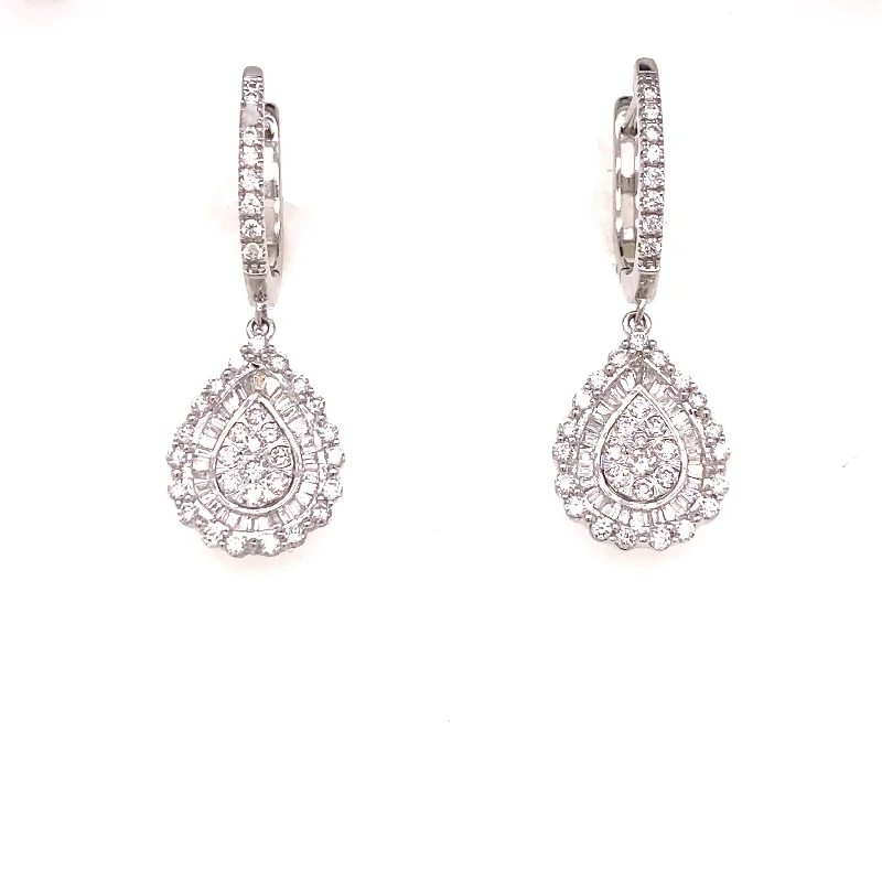 Ladies delicate earrings-Diamond Teardrop Earrings