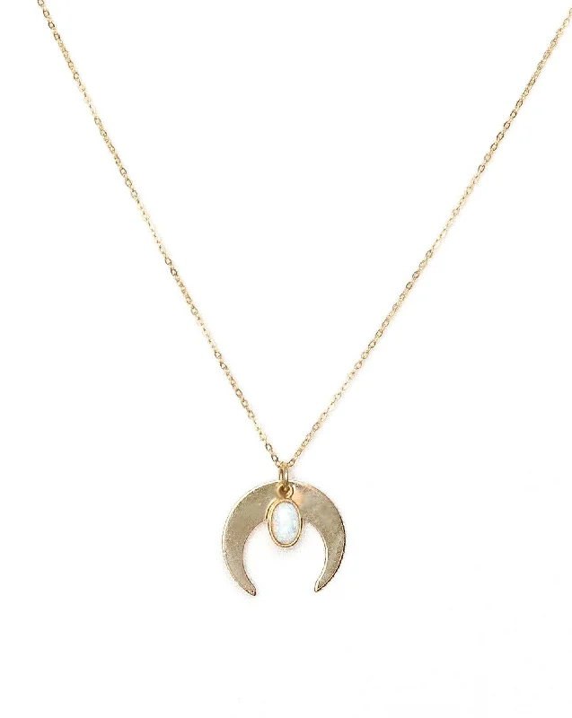 Ladies infinity necklace-Opal Moon Necklace