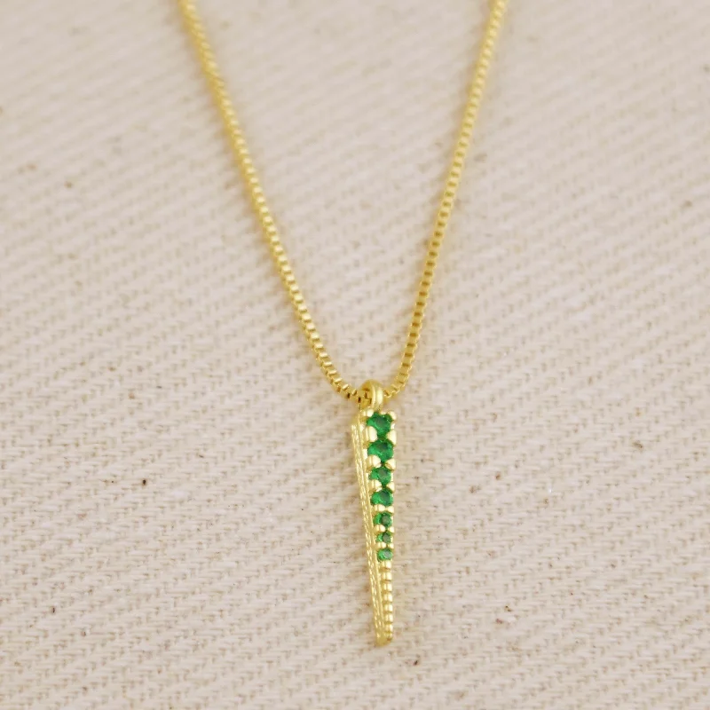 Ladies layered necklace-Emerald CZ Spear Necklace