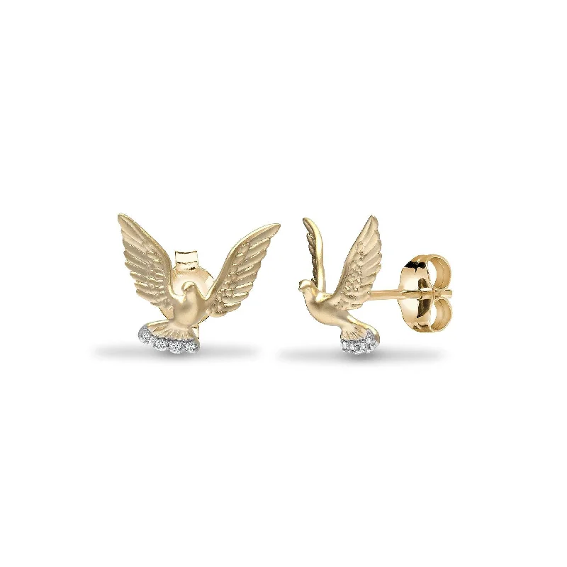 Ladies large diamond earrings-DIAMOND AMERICAN EAGLE STUD EARRINGS IN 9K YELLOW GOLD