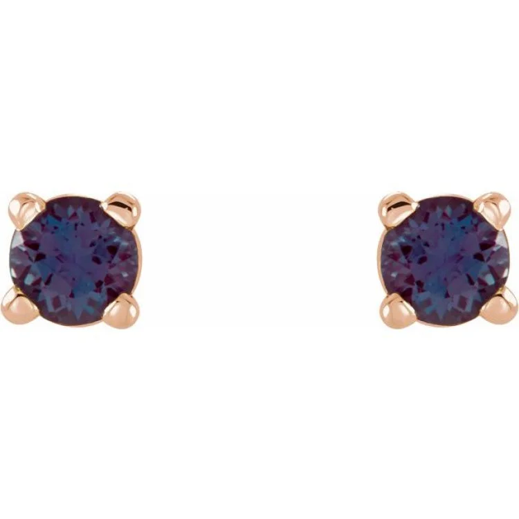 Ladies gold hoop earrings-14K Rose 2.5 mm Lab-Grown Alexandrite Stud Earrings