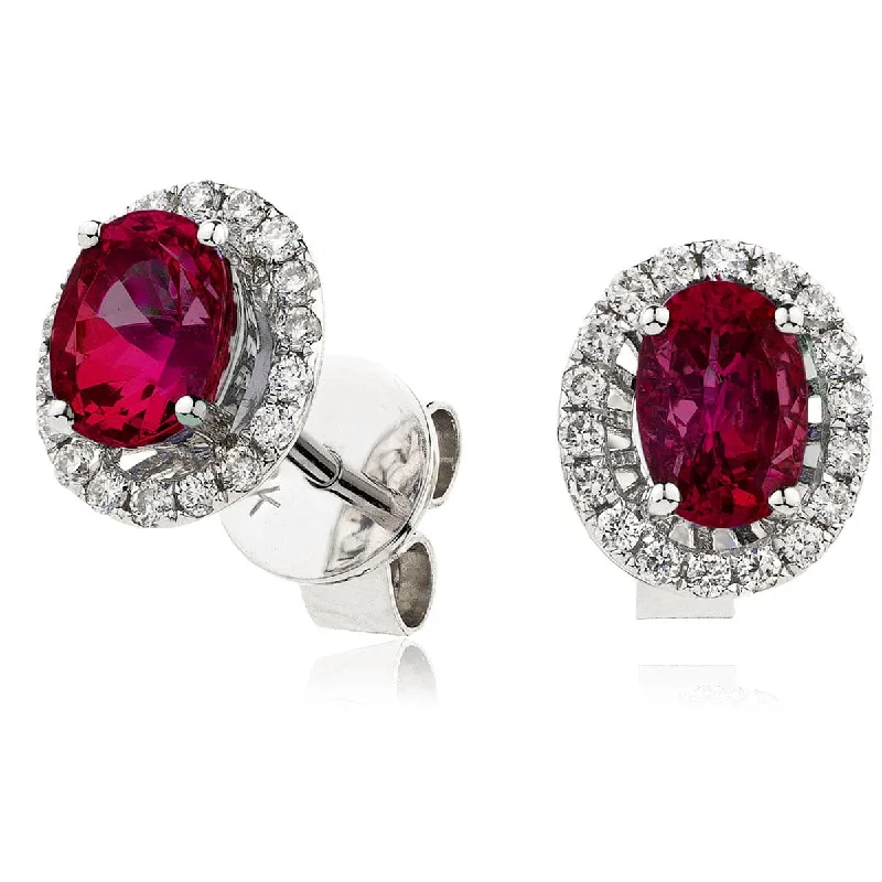 Ladies boho earrings-RUBY HALO STUD EARRINGS