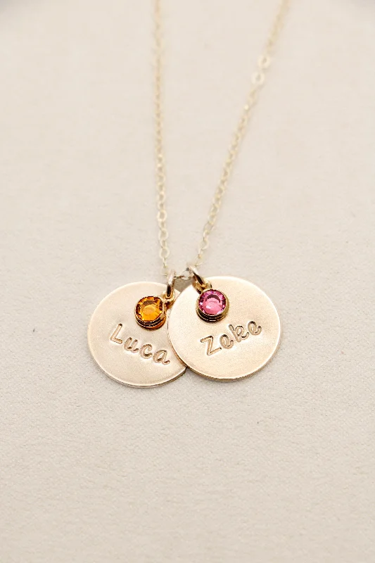 Ladies special occasion necklace-double drop necklace + mini birthstone  {gold}