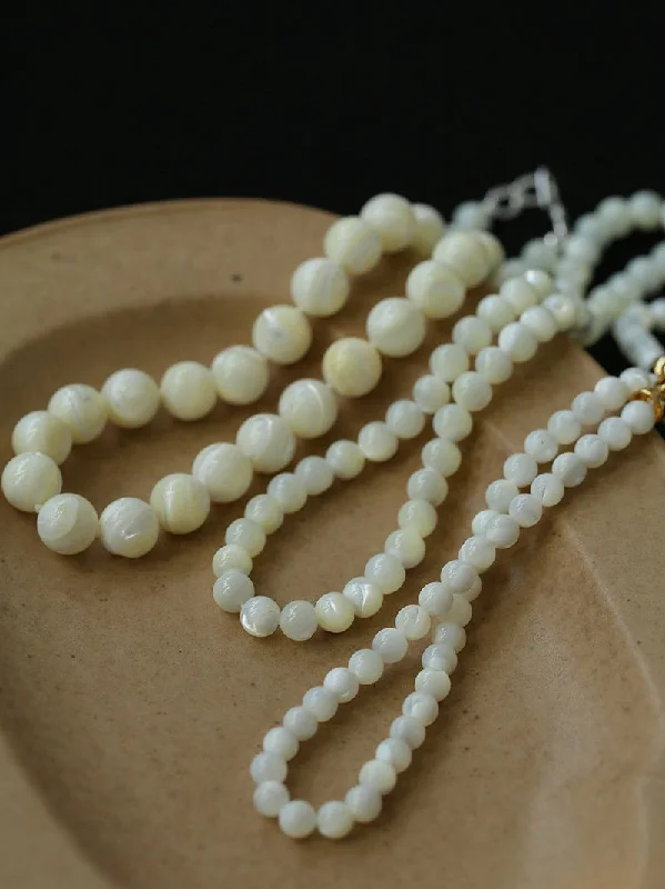 Ladies layered pendant necklace-White Mother of Pearls Bead Necklace