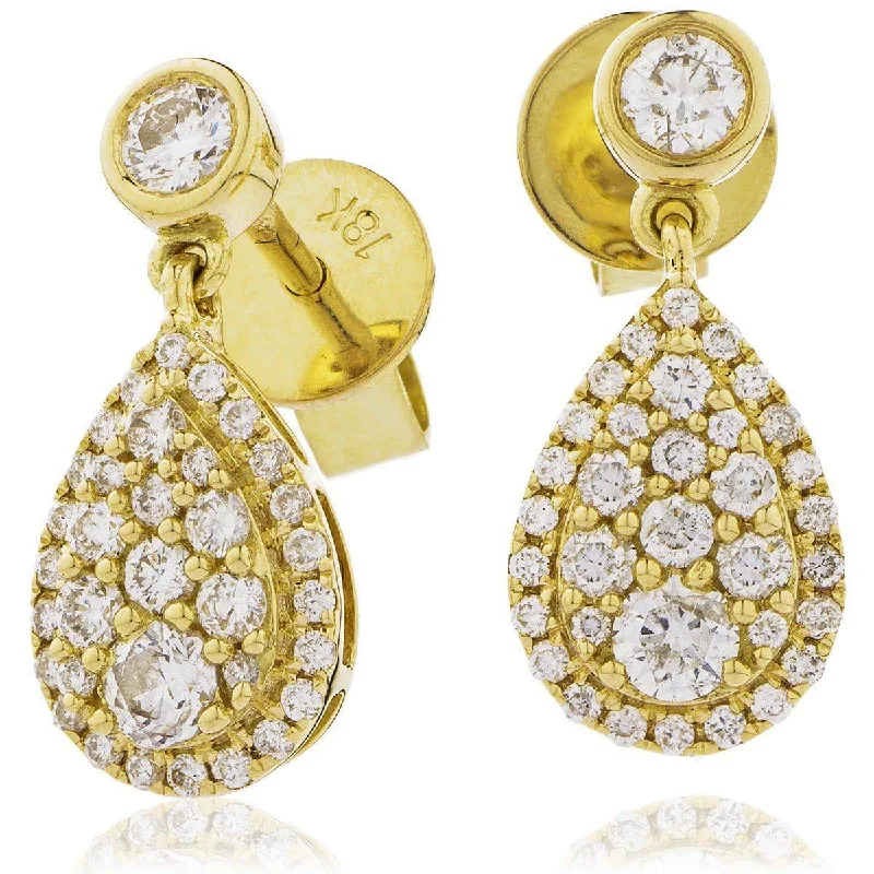 Ladies adjustable earrings-DIAMOND DROP EARRINGS IN 18K YELLOW GOLD