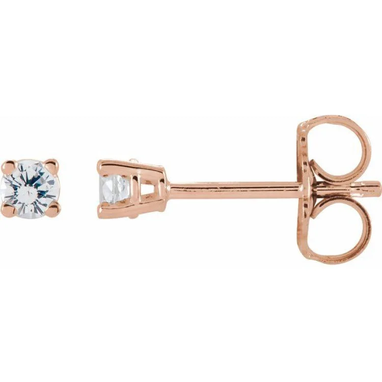 Ladies cubic zirconia earrings-14K Rose 2.5 mm Natural White Sapphire Stud Earrings