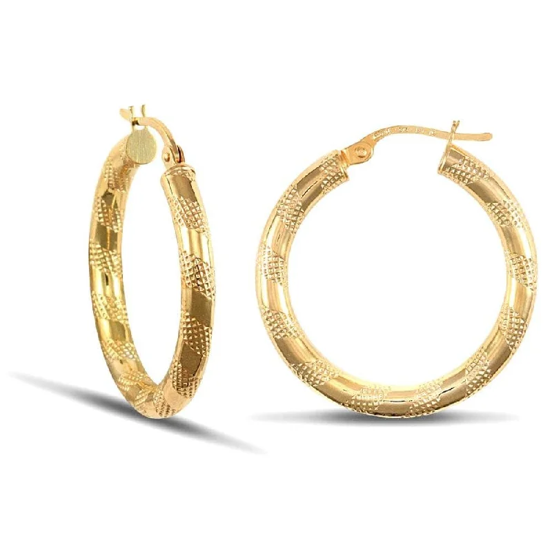 Ladies multi-layered earrings-9ct Yellow Gold Zebra Hoop Earrings