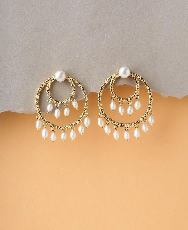 Ladies silver hoop earrings-Trendy Real Pearl Jhumki Earring