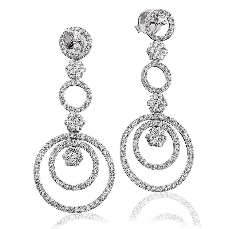 Ladies small hoop earrings-DIAMOND FANCY DROP EARRINGS IN 18K WHITE GOLD