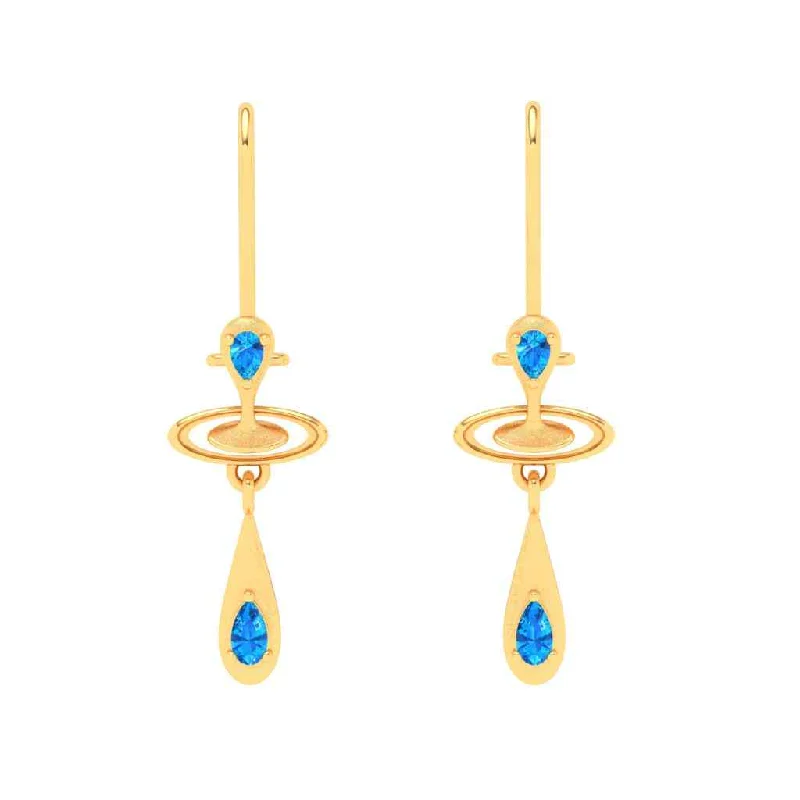 Ladies adjustable earrings-18k Dainty Rain Themed Stone Studded Gold Earrings Design