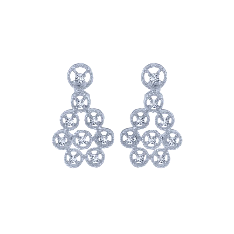 Ladies opal earrings-14KT (585) White Gold And Diamond Stud Earrings For Women