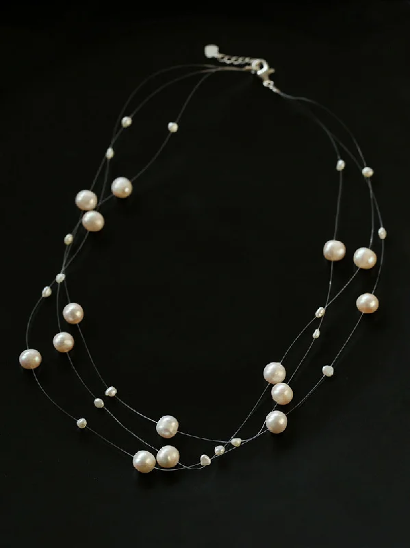 Ladies minimalist necklace-Celestial Dreams Multi-layer Freshwater Pearl Necklace