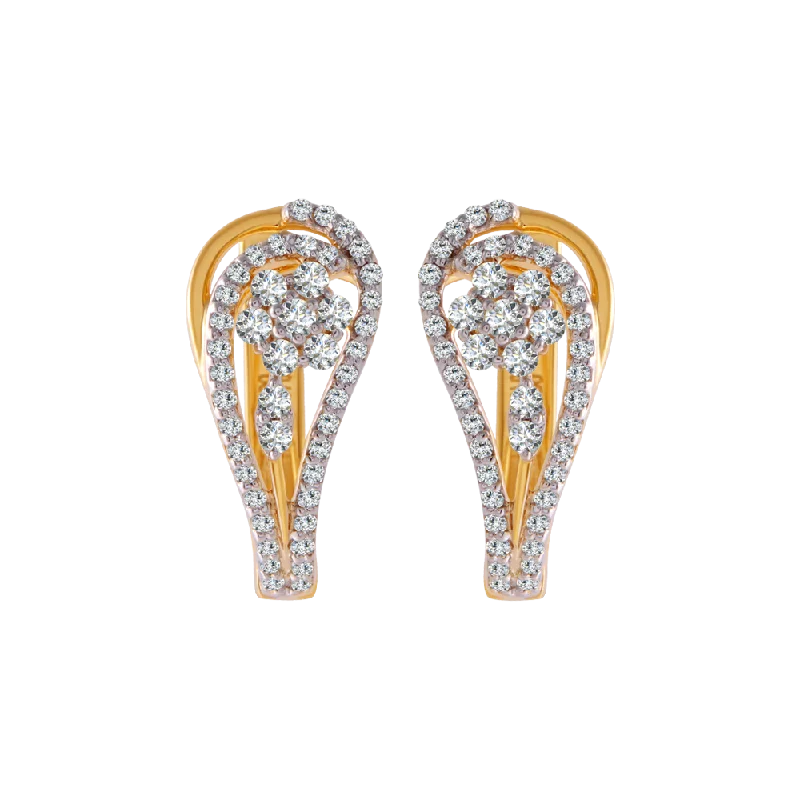 Ladies silver drop earrings-18KT (750) Yellow Gold And Diamond Clip-on Earrings For Women