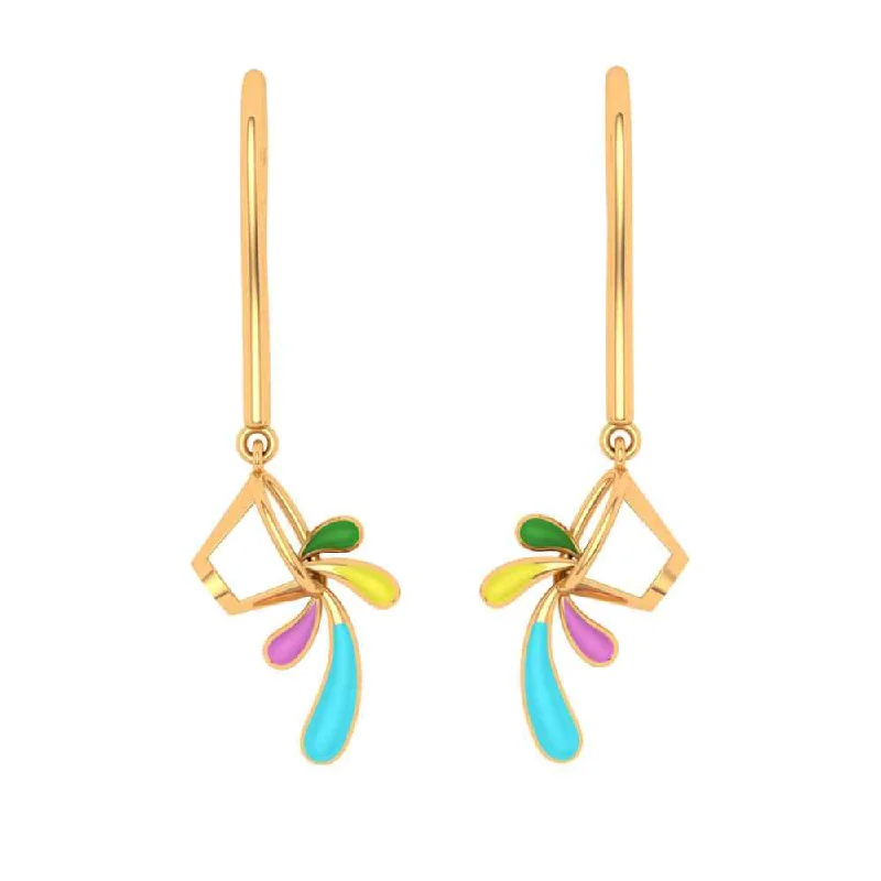 Ladies matching earrings-Eclectic Floral 18k Gold Drop Earrings