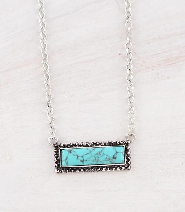 Ladies chic necklace-Western Turquoise Bar Necklace