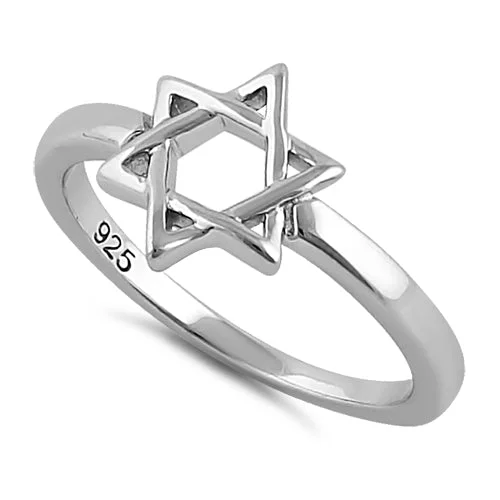 Ladies pearl ring-Sterling Silver Star of David Ring